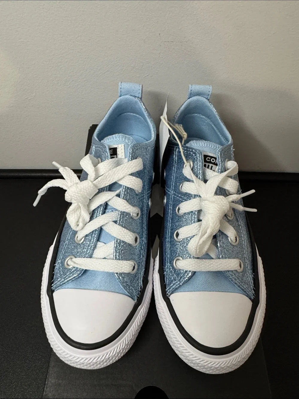 Converse All Star Low Top Glitter Sneaker Blue Youth Size 12 New NIB
